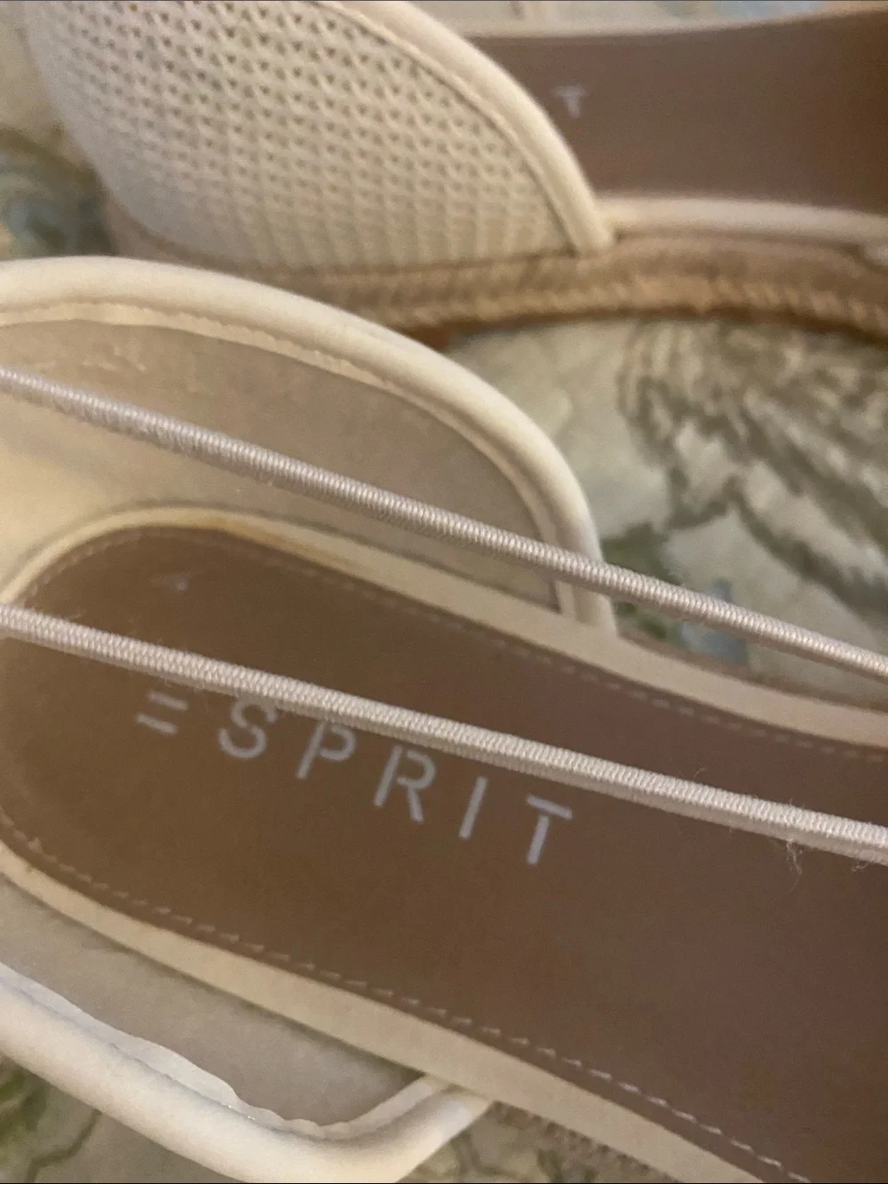 Esprit Cream Women's Open-Toe Woven Espadrille Slingbacks